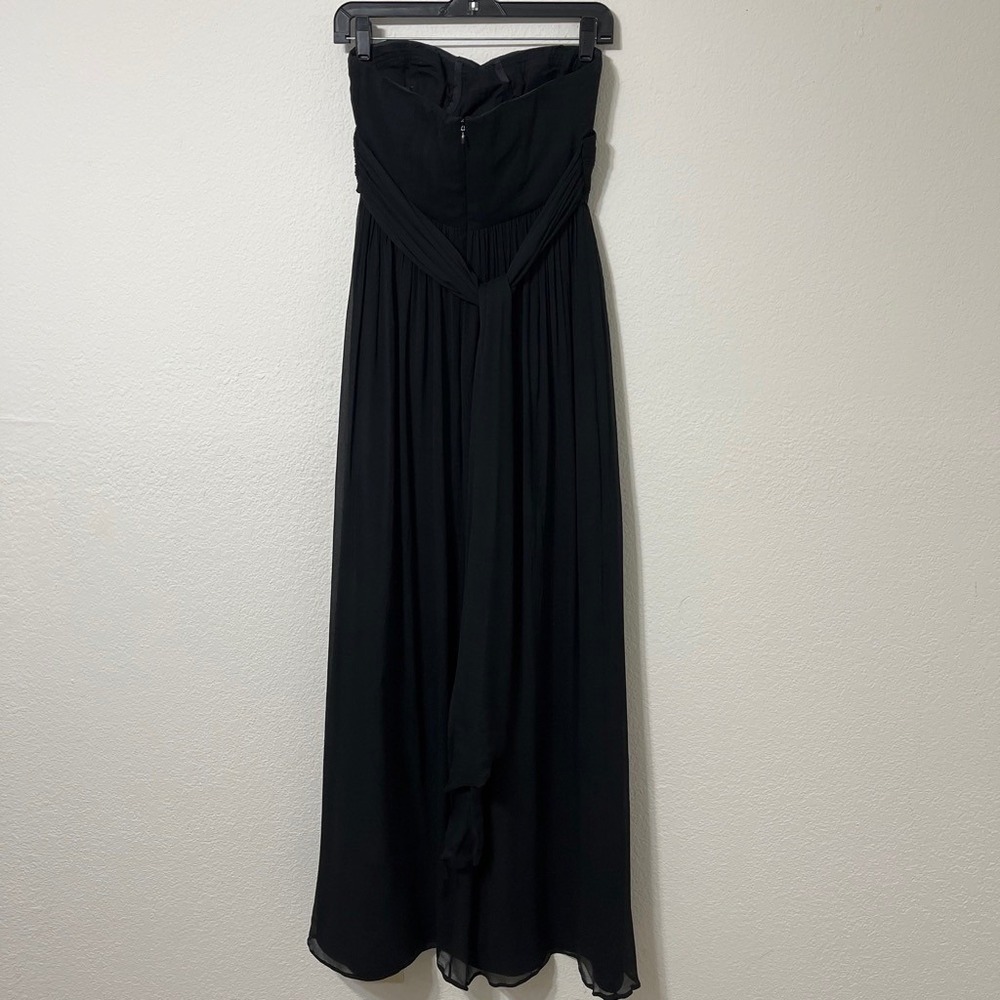 J.Crew Silk Black Strapless Maxi Dress Ruched Empire Waist Y2K Gothic Party Sz 0 - Picture 3 of 8